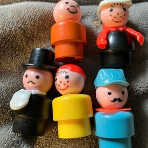 Vintage Fisher-Price Little People Lot of 5 Figures Cowboy Conductor Ringleader